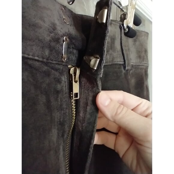 100% genuine brown suede skirt 38 with lining,  14,5" waist - Picture 5 of 14